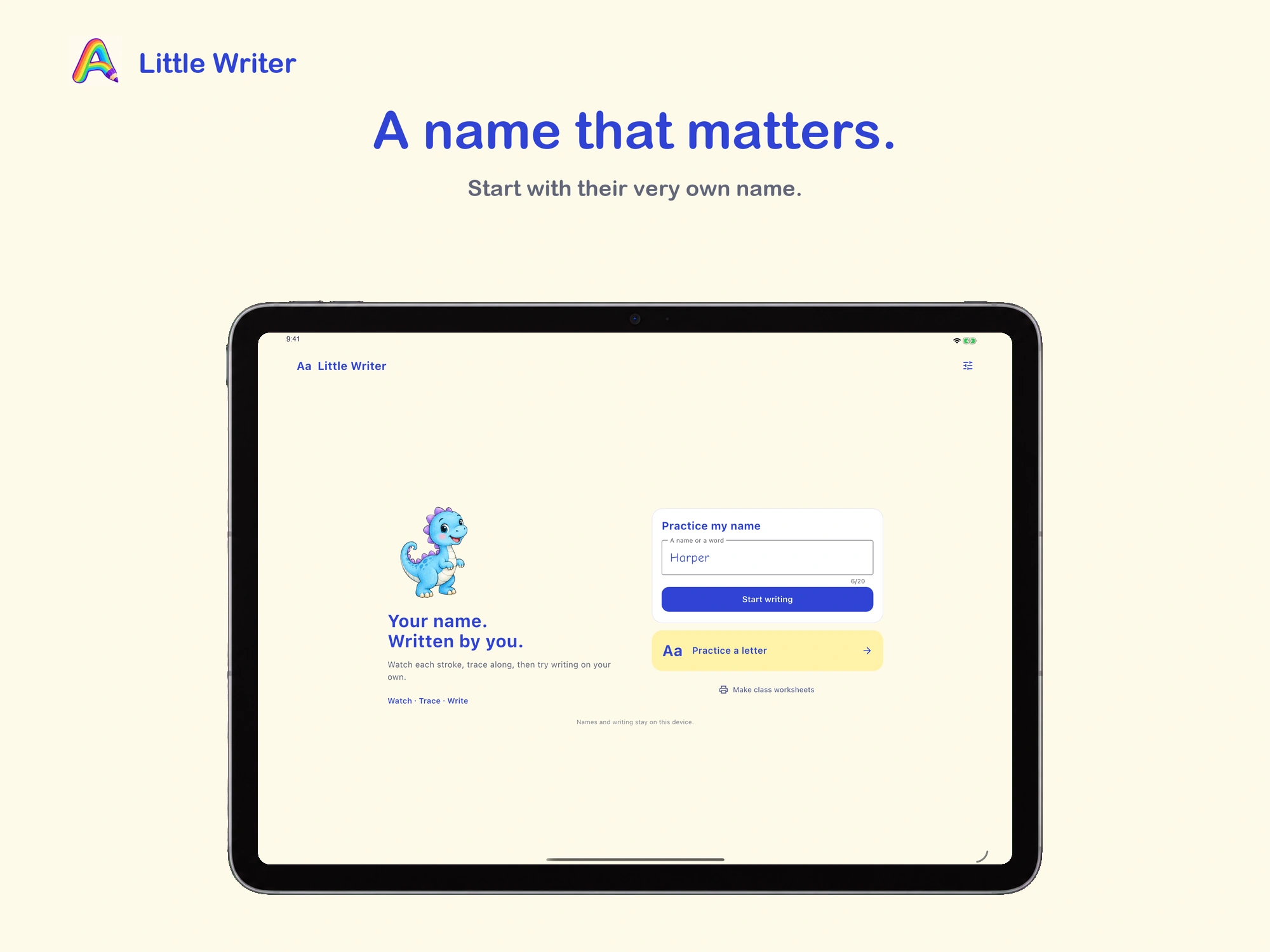 Little Writer: Name Tracing · My name