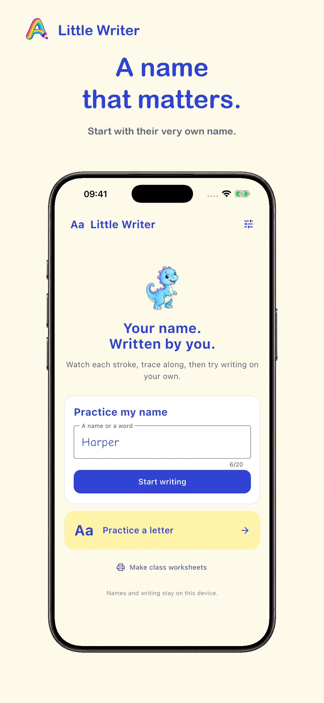 Little Writer: Name Tracing · iPhone · Name practice