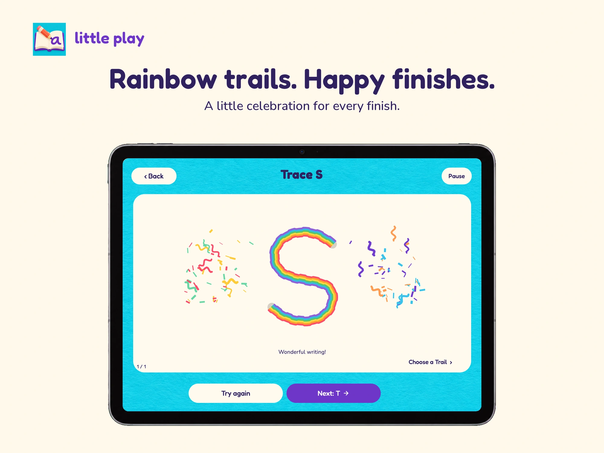 Little Play: Name Tracing · iPad · Rainbow trails