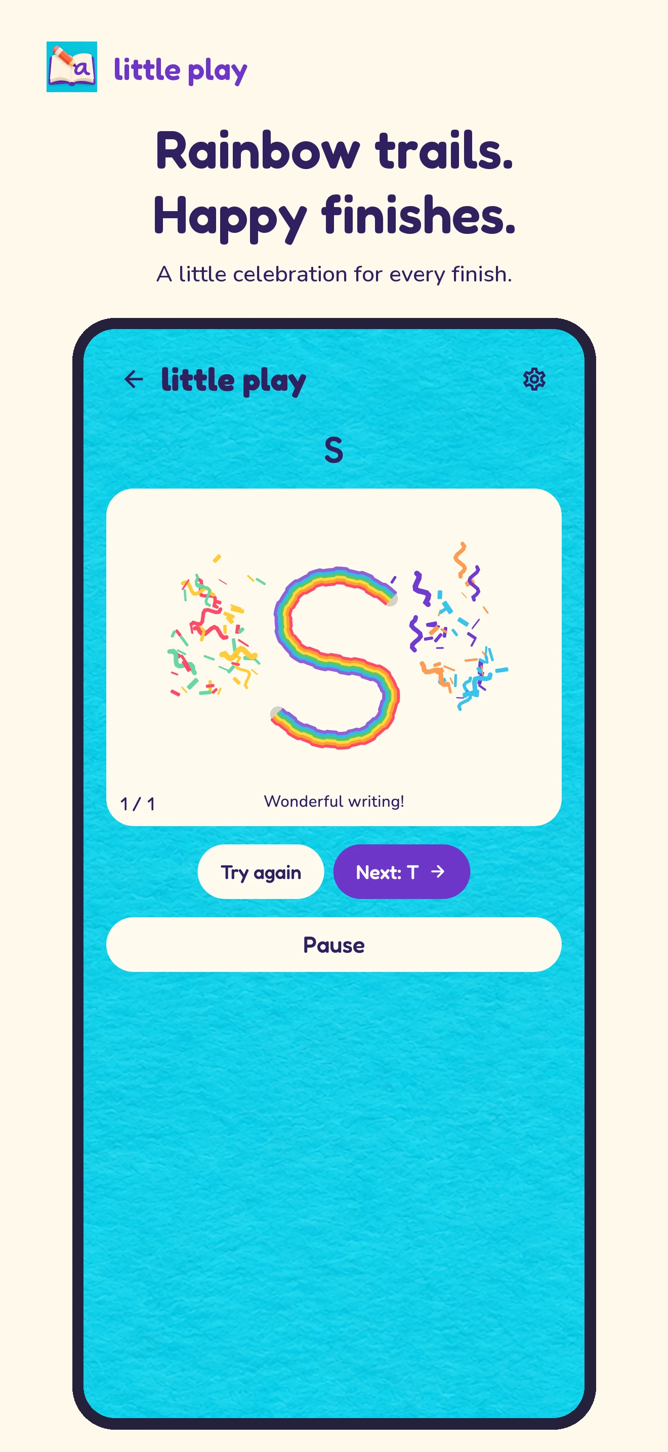 Little Play: Name Tracing · iPhone · Rainbow trails